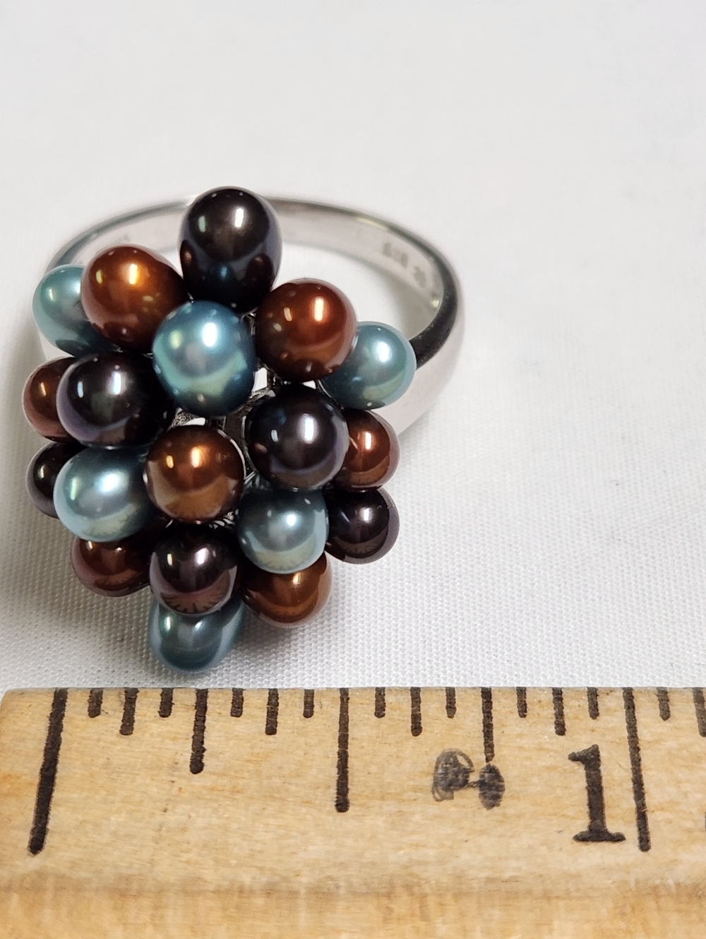 HONORA Pearl Sterling Silver Ring in Blues And Browns SIZE 9 - Picture 10 of 14